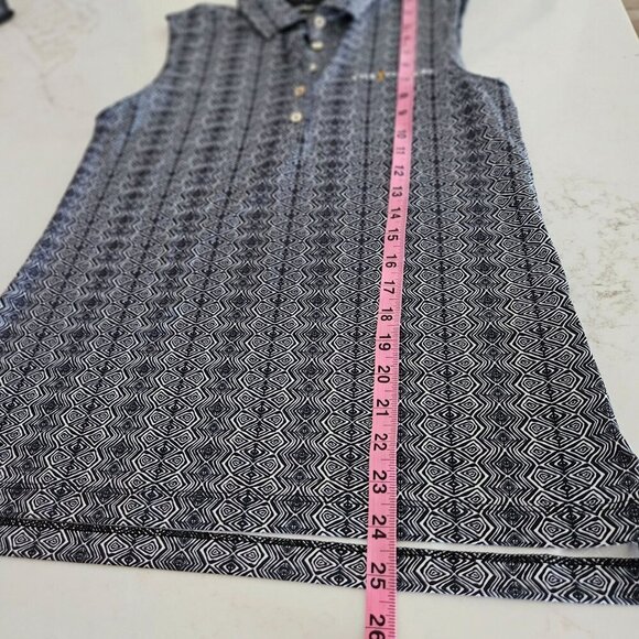 Peter Millar The Players Sleeveless Polo Shirt Small Black White UPF 50+ - Picture 7 of 7